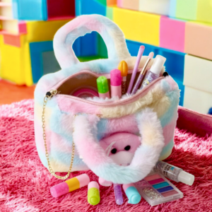 Cute Teddy Bear Fur Handbag for Girls | Soft Plush Shoulder Bag with Chain Strap | Kids Fashion Mini Tote Purse for Party, Travel & Gifts