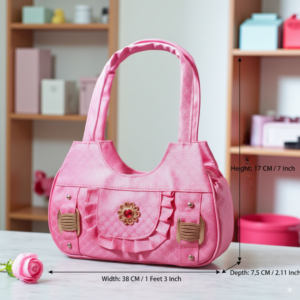Stylish Pink Handbag for Women & Girls | Cute Mini Shoulder Bag with Decorative Front Flap | Lightweight Casual Purse for Daily Use
