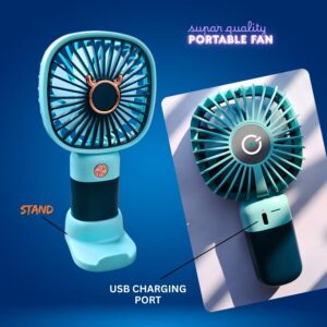 Portable Mini USB Handheld Fan with Mobile Holder Stand | Rechargeable Cooling Fan for Travel, Office & Home | 3 Speed Compact Pocket Fan – Trending Best Seller