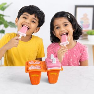 Premium Ice Cream Popsicle Mold Tray Set | Reusable Ice Candy Maker with Sticks | DIY Frozen Kulfi & Popsicle Tray for Kids & Family