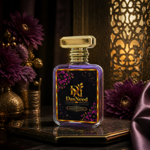 DasNeed 50ml luxury perfume bottle with gold cap and purple floral label